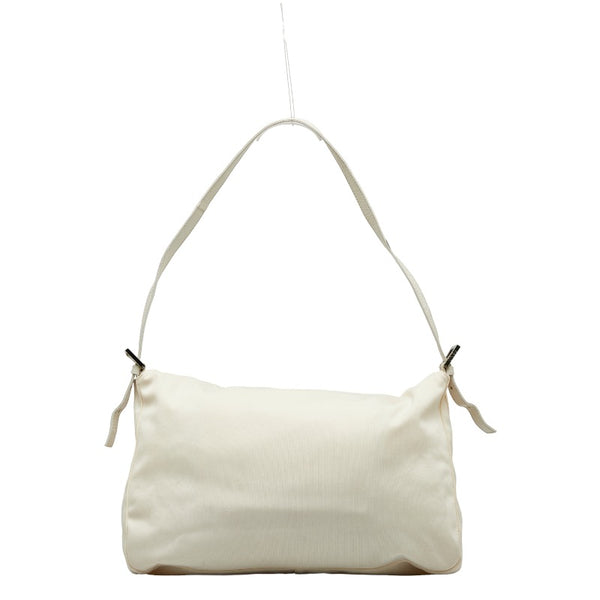 フェンディ マンマバケット 斜め掛け ショルダーバッグ  ホワイト キャンバス レザー レディース FENDI 【中古】