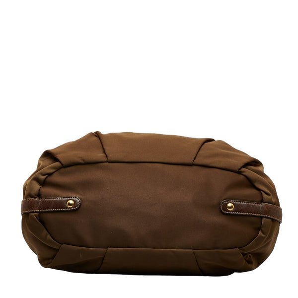 プラダ ロゴジャガード ハンドバッグ ショルダーバッグ 2WAY ブラウン ナイロン レザー レディース PRADA 【中古】