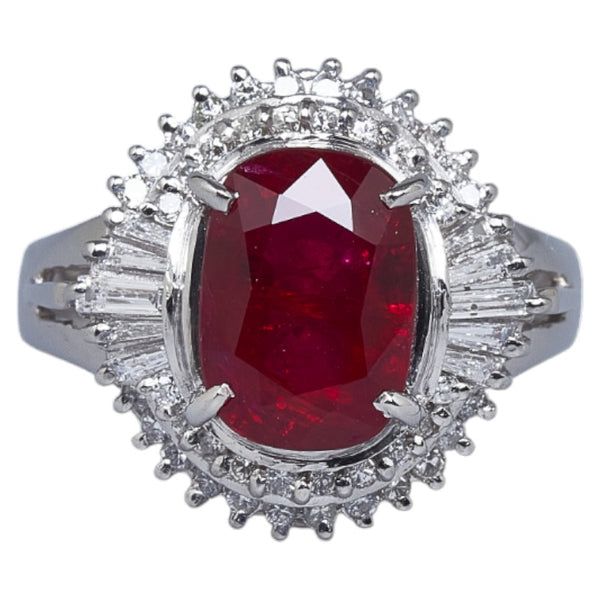 Pt900 プラチナ ルビー2.06ct ダイヤ0.46ct リング 指輪 レディース 11号 【中古】