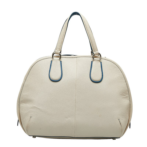 コーチ パンチング ハンドバッグ ショルダーバッグ 2WAY ホワイト ブルー レザー レディース COACH 【中古】