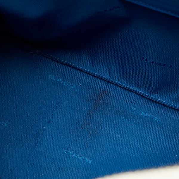 コーチ パンチング ハンドバッグ ショルダーバッグ 2WAY ホワイト ブルー レザー レディース COACH 【中古】