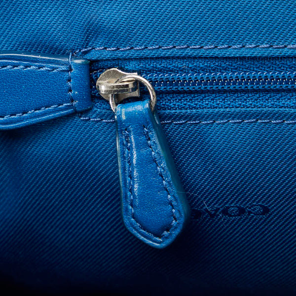 コーチ パンチング ハンドバッグ ショルダーバッグ 2WAY ホワイト ブルー レザー レディース COACH 【中古】