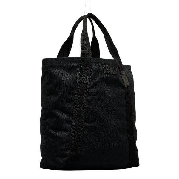 グッチ GGキャンバス トートバッグ 189669 ブラック キャンバス レザー レディース GUCCI 【中古】