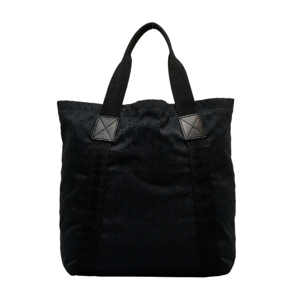 グッチ GGキャンバス トートバッグ 189669 ブラック キャンバス レザー レディース GUCCI 【中古】