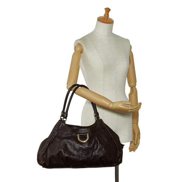 グッチ グッチシマ アビー ハンドバッグ ショルダーバッグ 189835 ブラウン レザー レディース GUCCI 【中古】