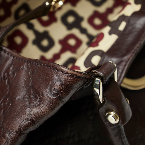 グッチ グッチシマ アビー ハンドバッグ ショルダーバッグ 189835 ブラウン レザー レディース GUCCI 【中古】