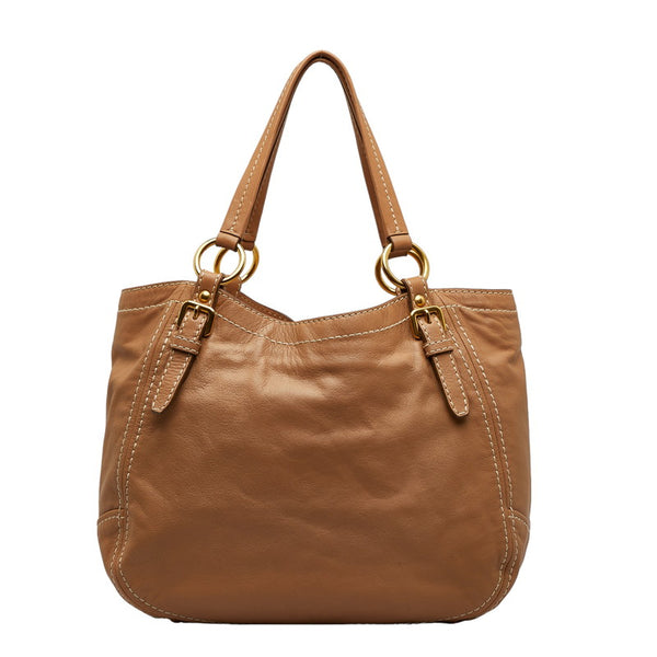 プラダ ステッチ ゴールド金具 ショルダーバッグ トートバッグ BR4691 ベージュ ソフトカーフ レディース PRADA 【中古】
