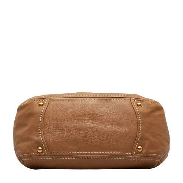 プラダ ステッチ ゴールド金具 ショルダーバッグ トートバッグ BR4691 ベージュ ソフトカーフ レディース PRADA 【中古】