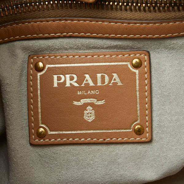 プラダ ステッチ ゴールド金具 ショルダーバッグ トートバッグ BR4691 ベージュ ソフトカーフ レディース PRADA 【中古】