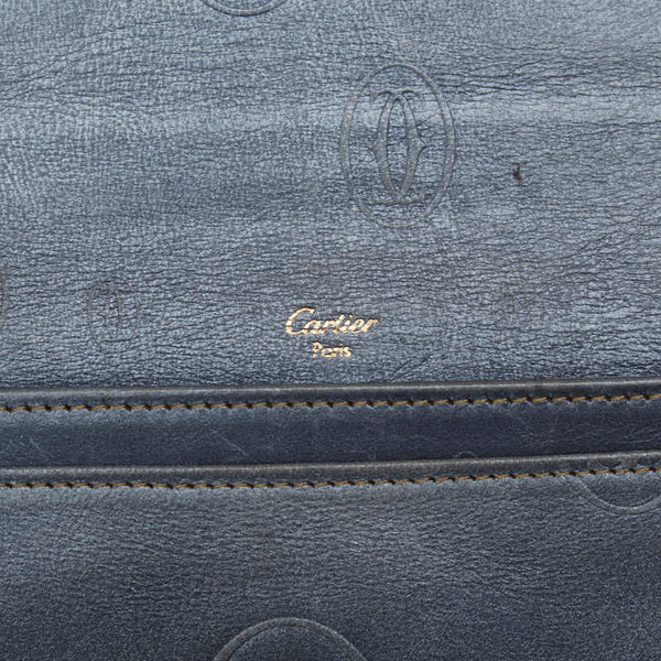 カルティエ ハッピーバースデー 長財布 ブルー レザー レディース CARTIER 【中古】