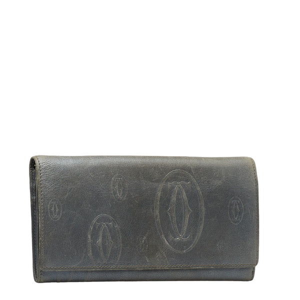 カルティエ ハッピーバースデー 長財布 ブルー レザー レディース CARTIER 【中古】