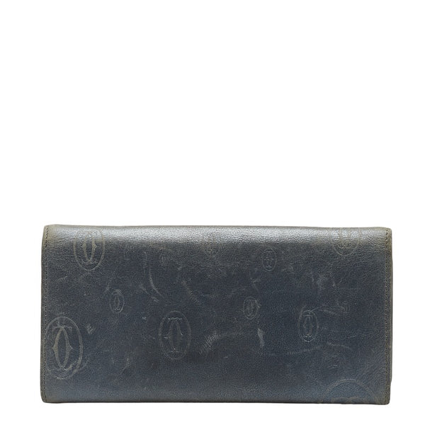 カルティエ ハッピーバースデー 長財布 ブルー レザー レディース CARTIER 【中古】