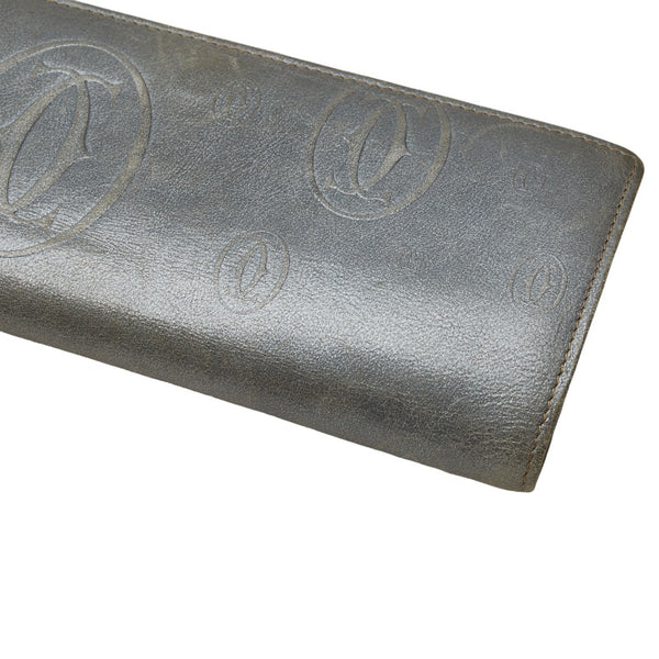 カルティエ ハッピーバースデー 長財布 ブルー レザー レディース CARTIER 【中古】