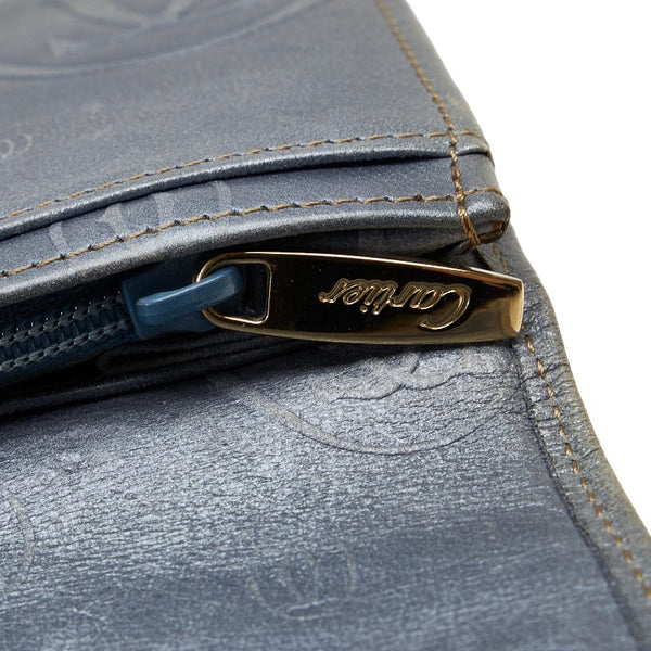 カルティエ ハッピーバースデー 長財布 ブルー レザー レディース CARTIER 【中古】