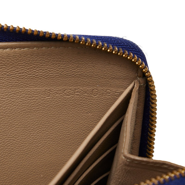 セリーヌ ラウンドファスナー 長財布 ブルー レザー レディース CELINE 【中古】