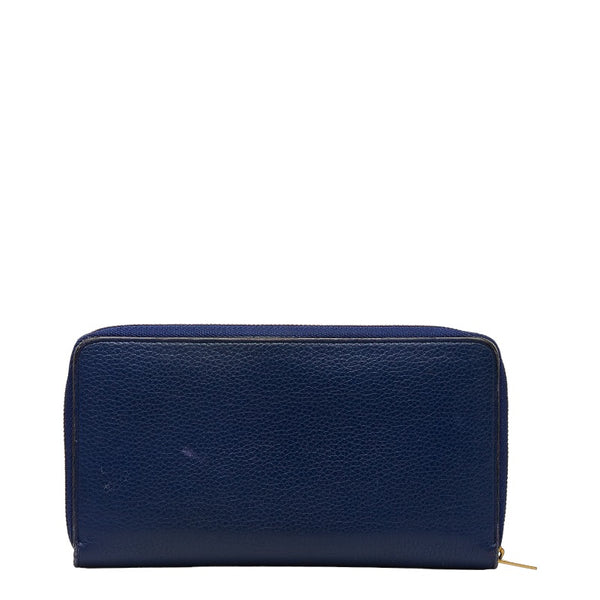 セリーヌ ラウンドファスナー 長財布 ブルー レザー レディース CELINE 【中古】