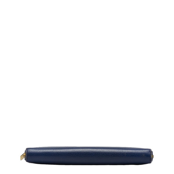 セリーヌ ラウンドファスナー 長財布 ブルー レザー レディース CELINE 【中古】