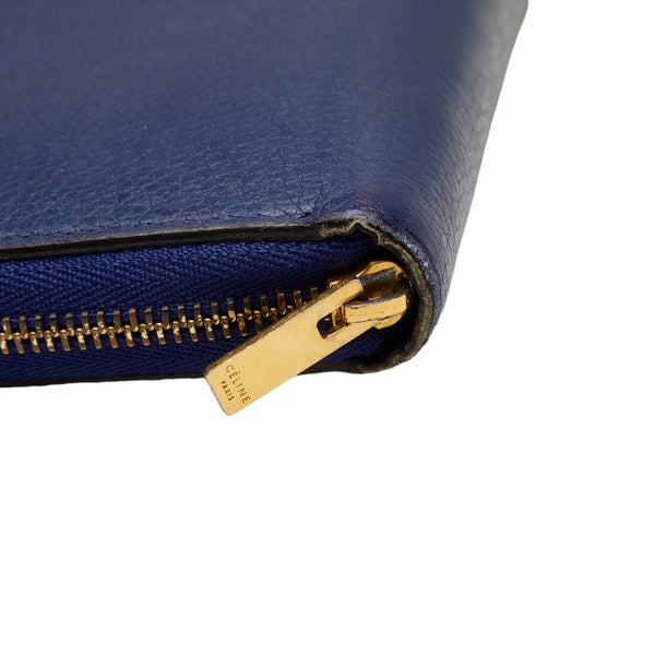 セリーヌ ラウンドファスナー 長財布 ブルー レザー レディース CELINE 【中古】
