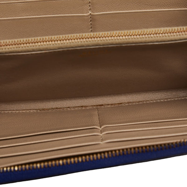 セリーヌ ラウンドファスナー 長財布 ブルー レザー レディース CELINE 【中古】