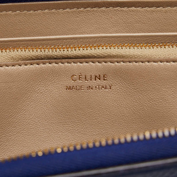セリーヌ ラウンドファスナー 長財布 ブルー レザー レディース CELINE 【中古】