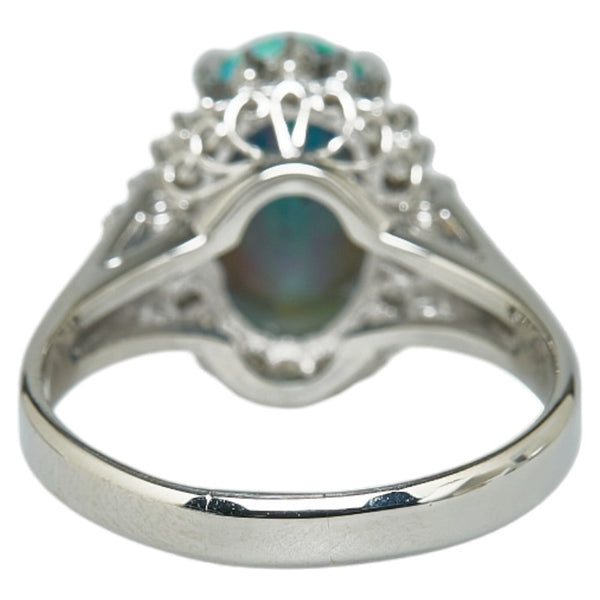 Pt900 プラチナ ブラックオパール2.58ct ダイヤ0.44ct カボション リング 指輪 レディース 16号 【中古】