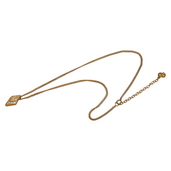 ディオール ひし形 ラインストーン ネックレス ゴールド メッキ レディース Dior 【中古】