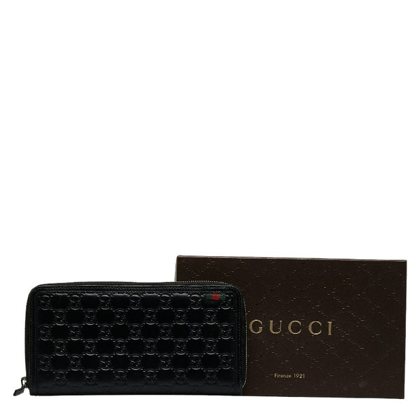 グッチ グッチシマ GG ラウンドファスナー 長財布 295833 ブラック レザー ラバー コーティング レディース GUCCI 【中古】