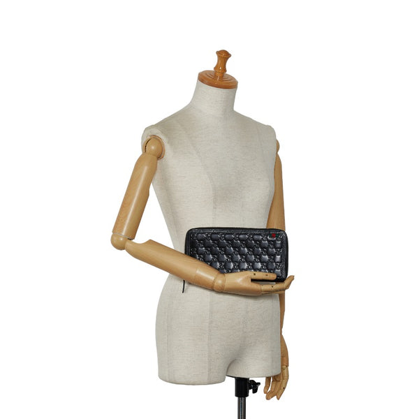 グッチ グッチシマ GG ラウンドファスナー 長財布 295833 ブラック レザー ラバー コーティング レディース GUCCI 【中古】