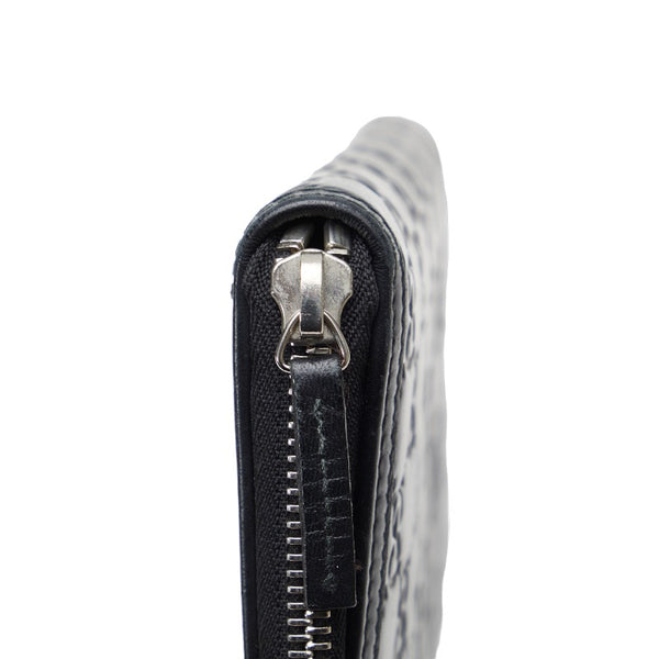 グッチ グッチシマ GG ラウンドファスナー 長財布 295833 ブラック レザー ラバー コーティング レディース GUCCI 【中古】