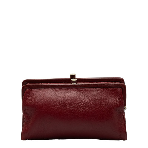 ボッテガヴェネタ がま口 ポーチ 二つ折り財布 ワインレッド レザー レディース BOTTEGAVENETA 【中古】