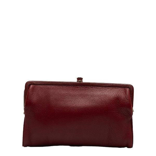 ボッテガヴェネタ がま口 ポーチ 二つ折り財布 ワインレッド レザー レディース BOTTEGAVENETA 【中古】