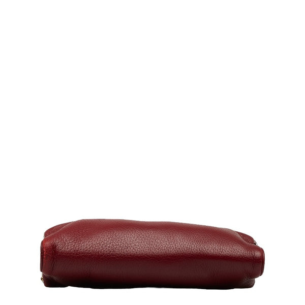 ボッテガヴェネタ がま口 ポーチ 二つ折り財布 ワインレッド レザー レディース BOTTEGAVENETA 【中古】