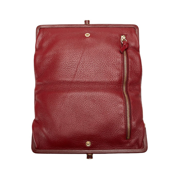 ボッテガヴェネタ がま口 ポーチ 二つ折り財布 ワインレッド レザー レディース BOTTEGAVENETA 【中古】