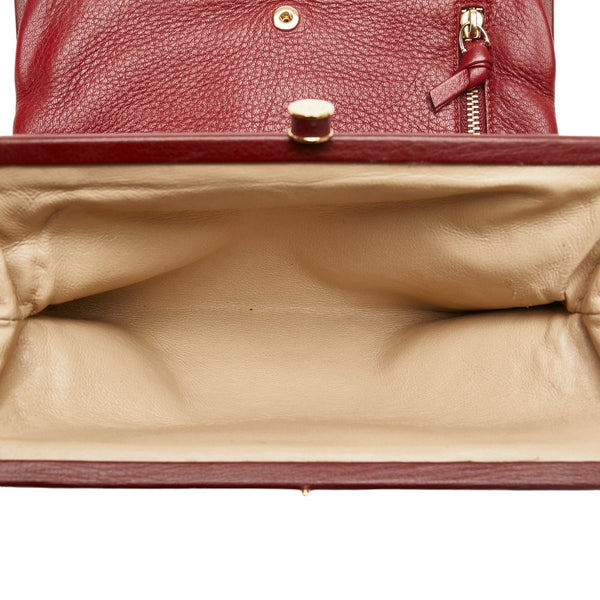 ボッテガヴェネタ がま口 ポーチ 二つ折り財布 ワインレッド レザー レディース BOTTEGAVENETA 【中古】