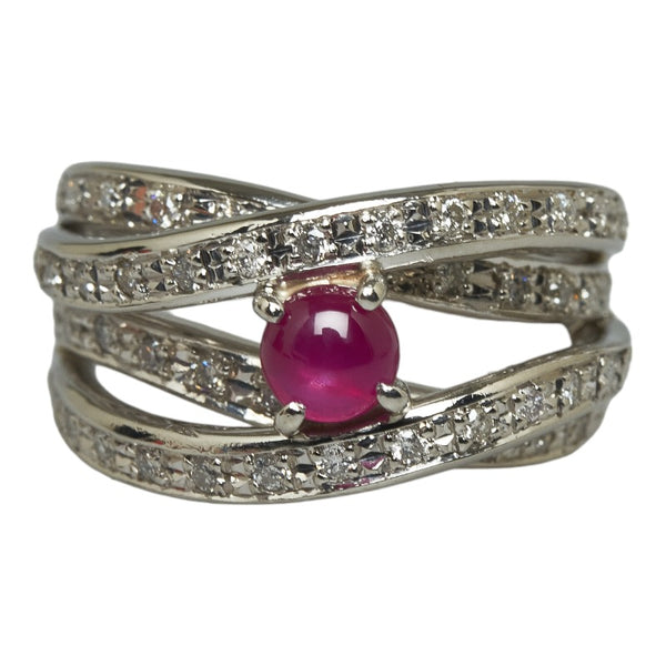 Pt900 プラチナ スタールビー0.59ct ダイヤ0.46ct リング 指輪 レディース 9号 【中古】