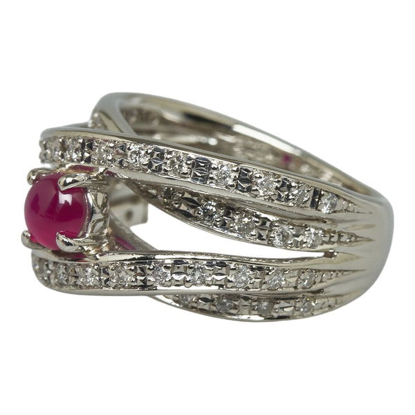 Pt900 プラチナ スタールビー0.59ct ダイヤ0.46ct リング 指輪 レディース 9号 【中古】