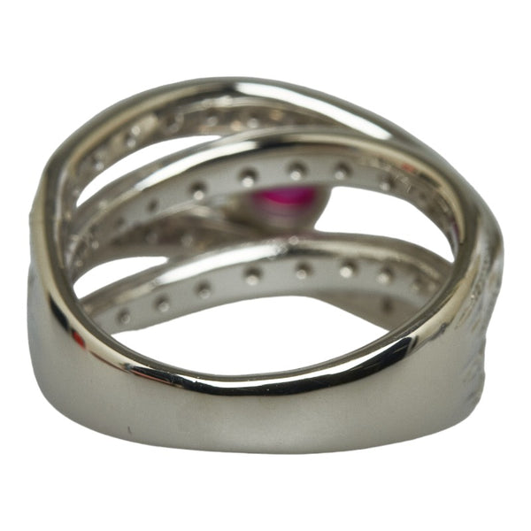 Pt900 プラチナ スタールビー0.59ct ダイヤ0.46ct リング 指輪 レディース 9号 【中古】