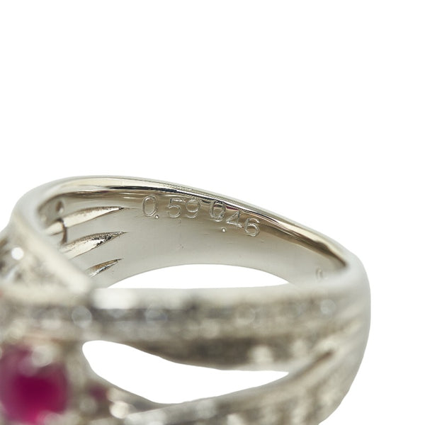 Pt900 プラチナ スタールビー0.59ct ダイヤ0.46ct リング 指輪 レディース 9号 【中古】