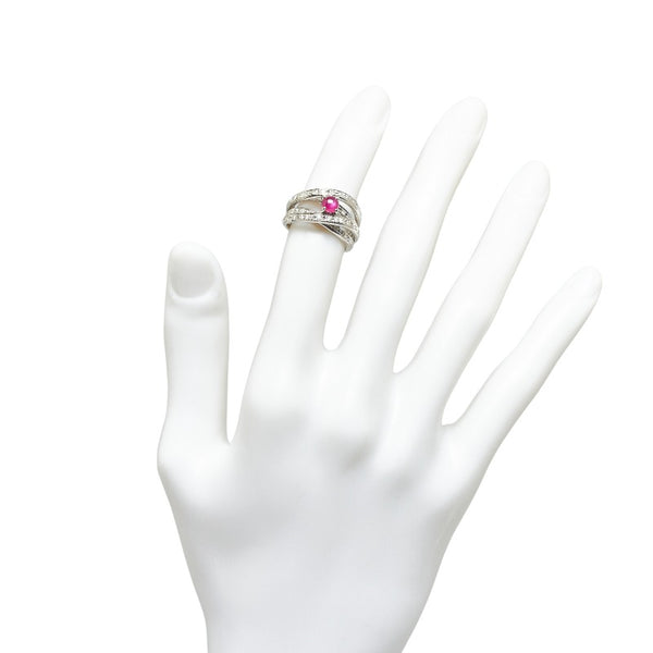 Pt900 プラチナ スタールビー0.59ct ダイヤ0.46ct リング 指輪 レディース 9号 【中古】