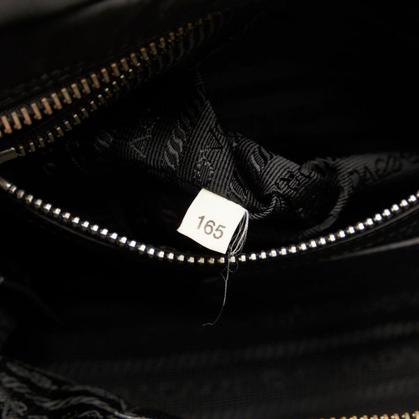 プラダ フリル ハンドバッグ ブラック ナイロン レザー レディース PRADA 【中古】