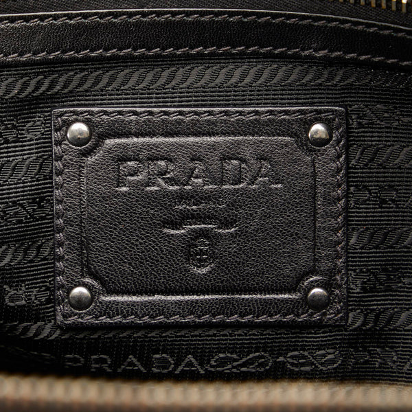プラダ フリル ハンドバッグ ブラック ナイロン レザー レディース PRADA 【中古】