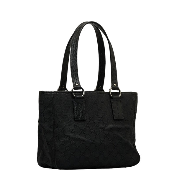 グッチ GGキャンバス ハンドバッグ トートバッグ 113019 ブラック キャンバス レザー レディース GUCCI 【中古】
