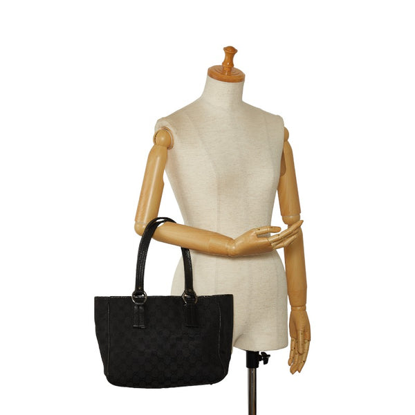 グッチ GGキャンバス ハンドバッグ トートバッグ 113019 ブラック キャンバス レザー レディース GUCCI 【中古】