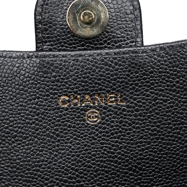 シャネル マトラッセ ココマーク 斜め掛け チェーン ショルダーウォレット ブラック キャビアスキン レディース CHANEL 【中古】