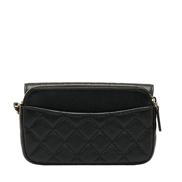 シャネル マトラッセ ココマーク 斜め掛け チェーン ショルダーウォレット ブラック キャビアスキン レディース CHANEL 【中古】