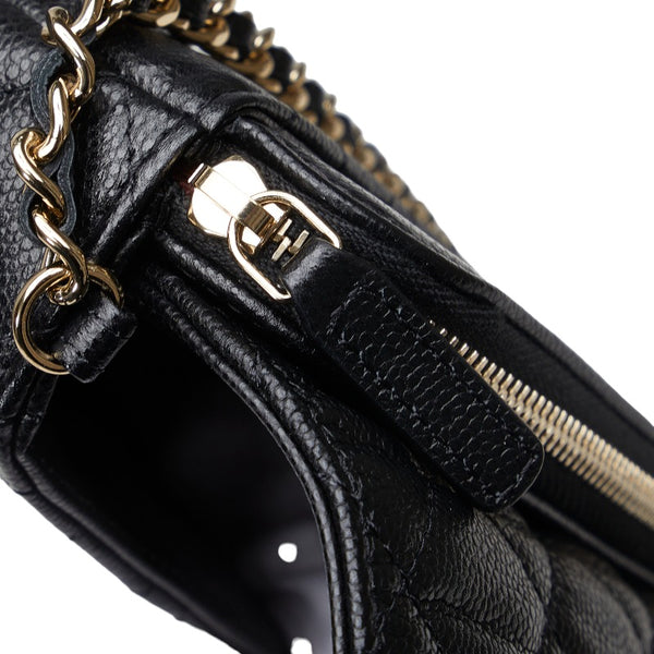 シャネル マトラッセ ココマーク 斜め掛け チェーン ショルダーウォレット ブラック キャビアスキン レディース CHANEL 【中古】