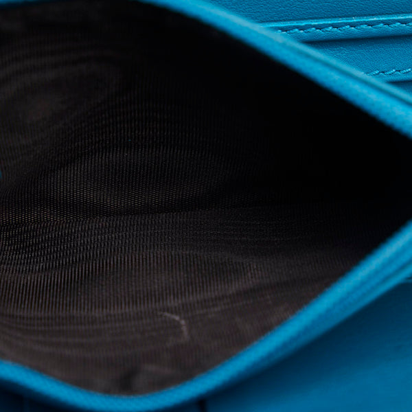 グッチ マイクログッチシマ ラウンドジップ 二つ折り財布 449423 ターコイズブルー レザー レディース GUCCI 【中古】