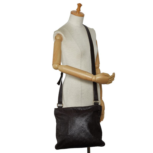 グッチ グッチシマ 斜め掛け ショルダーバッグ 201446 ブラウン レザー メンズ GUCCI 【中古】
