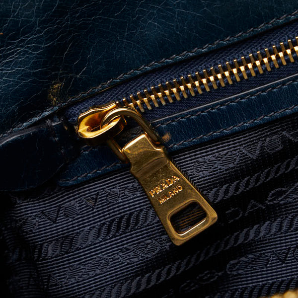 プラダ ハンドバッグ BN2325 ブルー レザー レディース PRADA 【中古】
