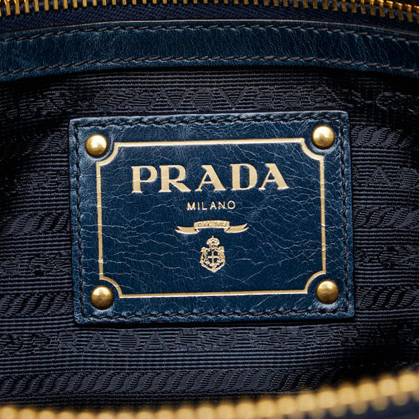 プラダ ハンドバッグ BN2325 ブルー レザー レディース PRADA 【中古】